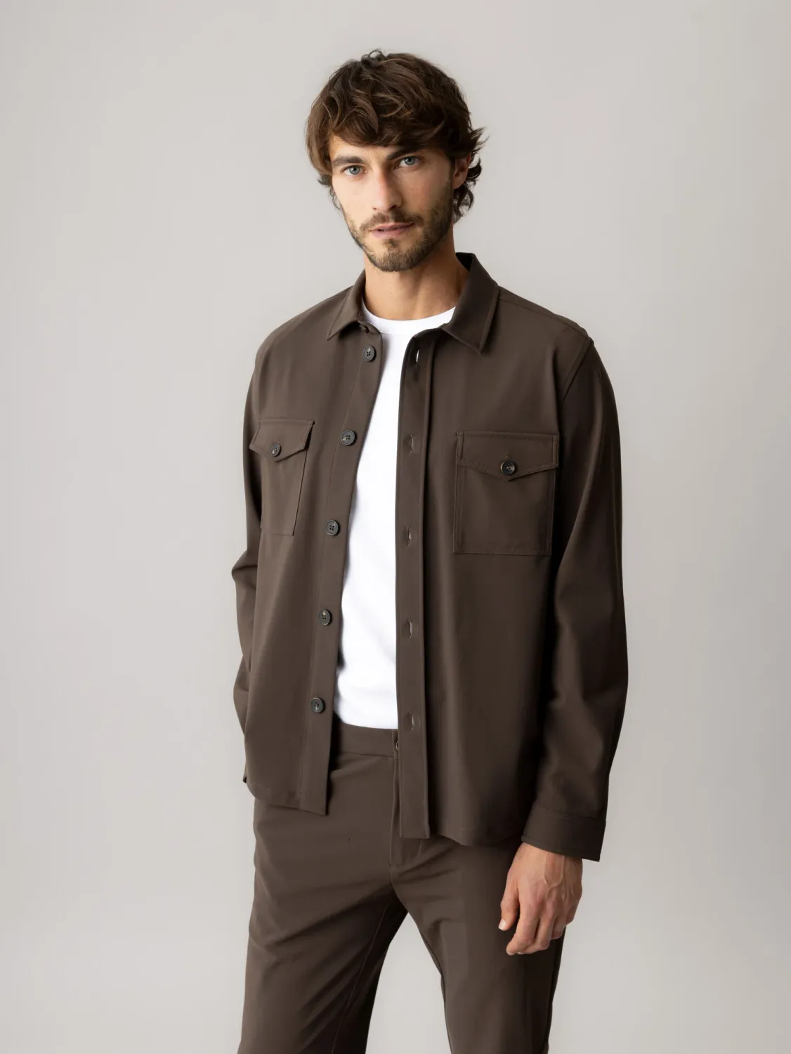 Mos Mosh Birk Traver Overshirt Chocolate Brown