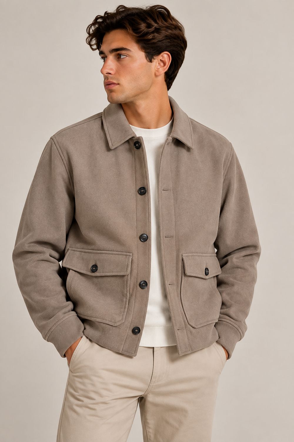 Markup Tussenjas Taupe met Klepzakken