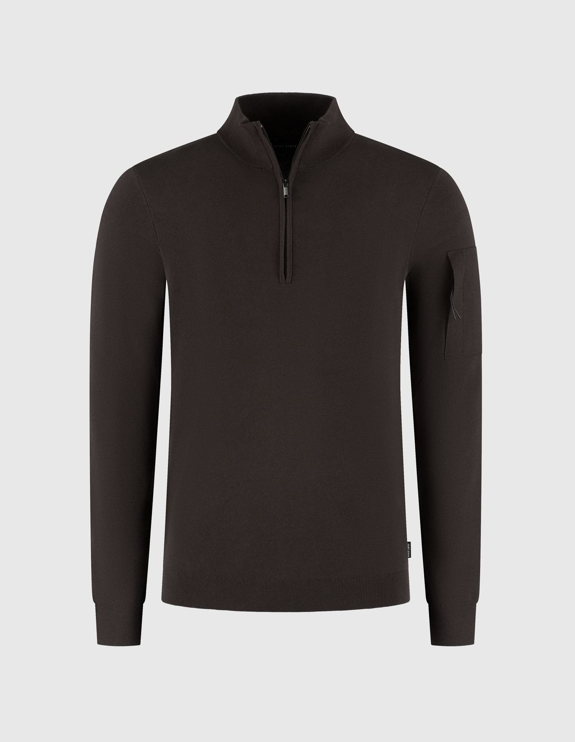 Saint Steve Heren Half-Zip Trui Donkerbruin