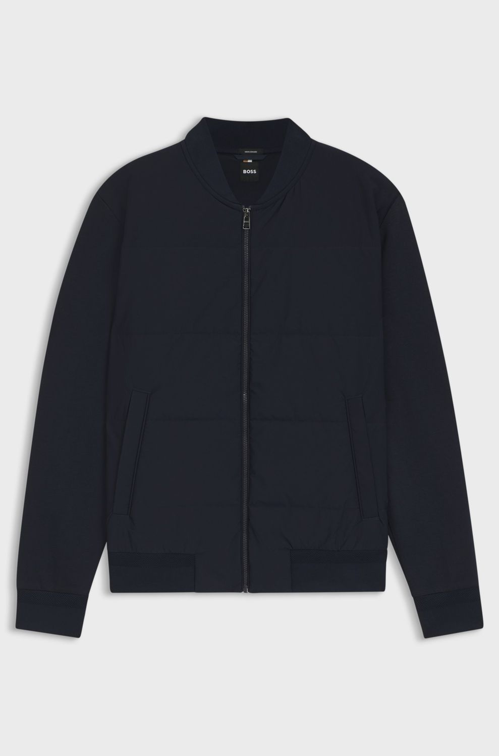 Hugo Boss Sweatshirt met rits en gewatteerde voorkant donkerblauw