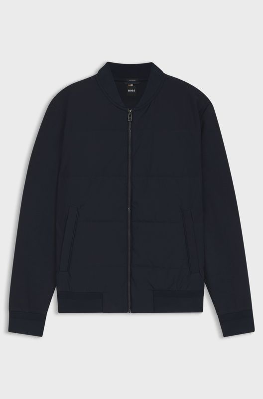 Hugo Boss Sweatshirt met rits en gewatteerde voorkant donkerblauw