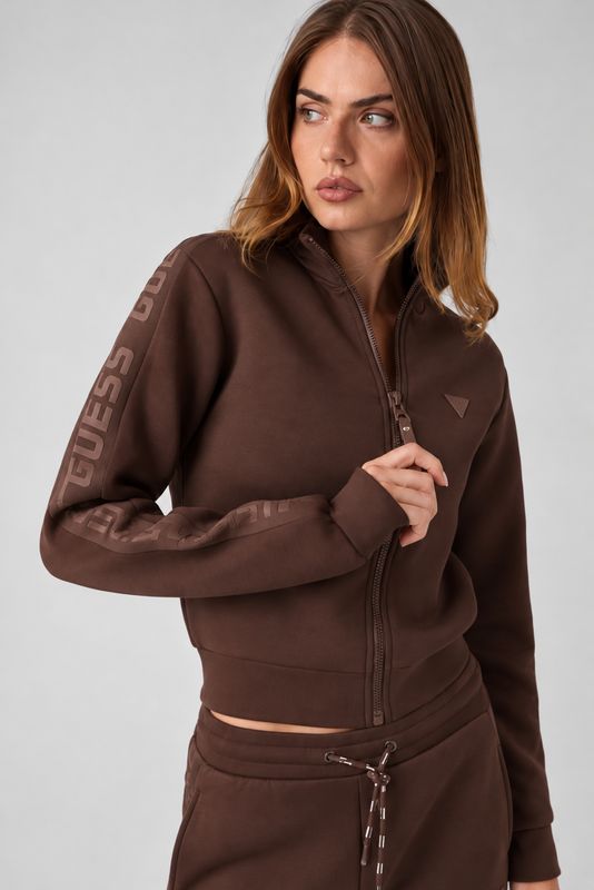 Guess Sweatshirt met zijlogo-bies bruin