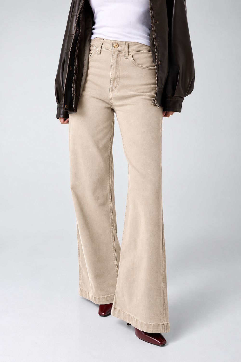 GUESS Jeans met Brede Pijpen – Licht Zand