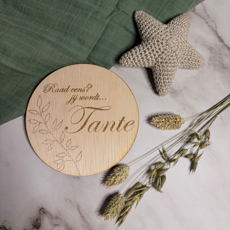 Zwangerschapsaankondiging Hout – “Jij wordt tante” Cadeaubordje (13CM)