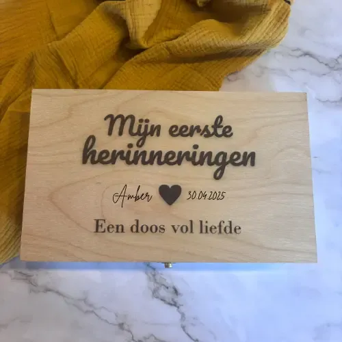 Houten Herinneringenkist Baby – Met Naam & Geboortedatum