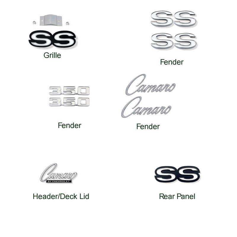 1969 Camaro SS Emblem Kit w/ 350