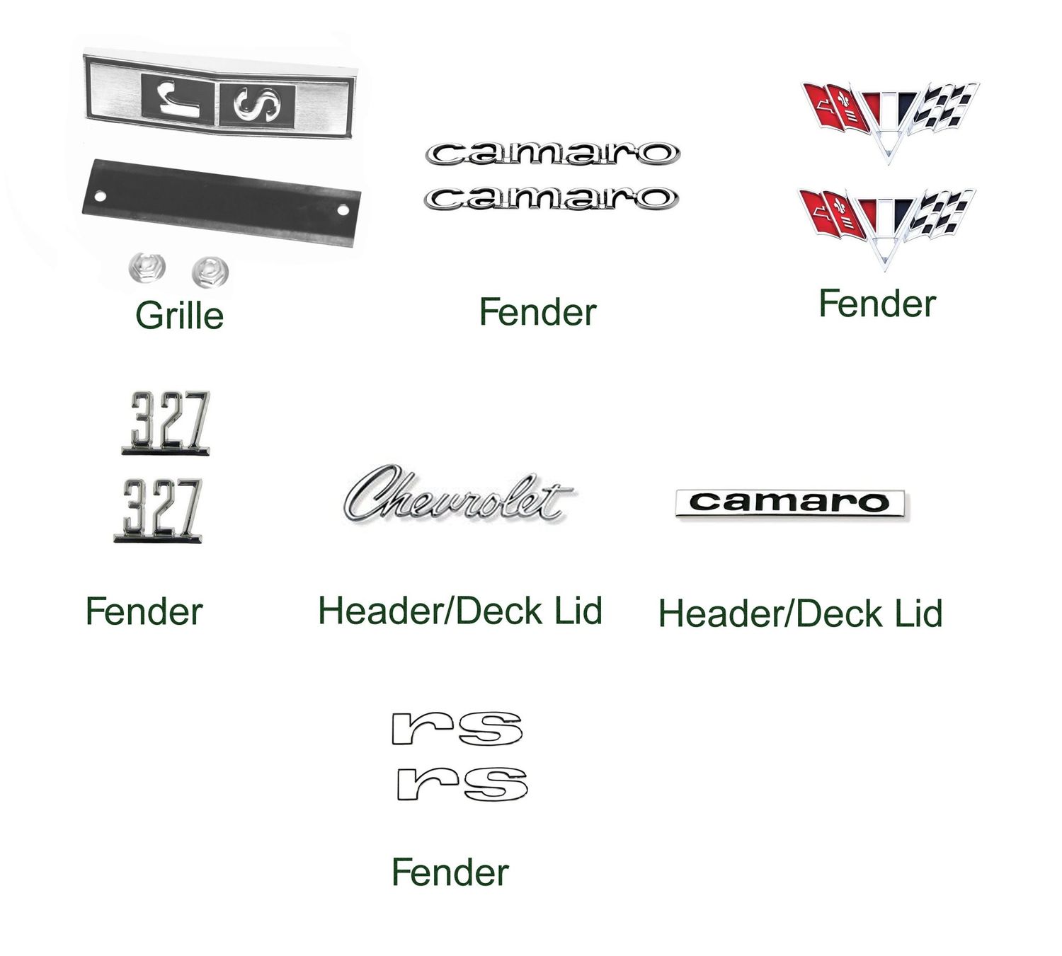 1967 Camaro &quot;327 RS&quot; Emblem Kit