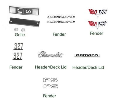 1967 Camaro &quot;327 RS&quot; Emblem Kit