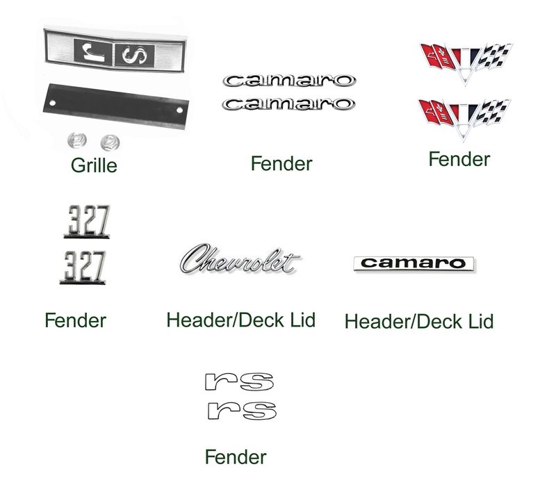 1967 Camaro &quot;327 RS&quot; Emblem Kit