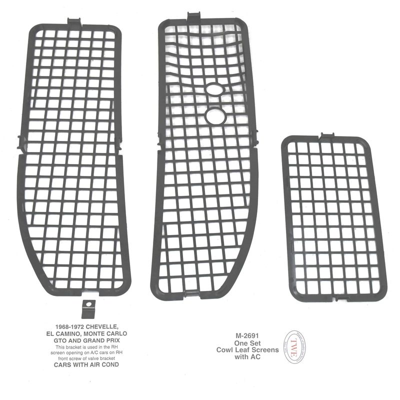 1968-72 Chevelle Cowl Panel Vent Screen -With AC