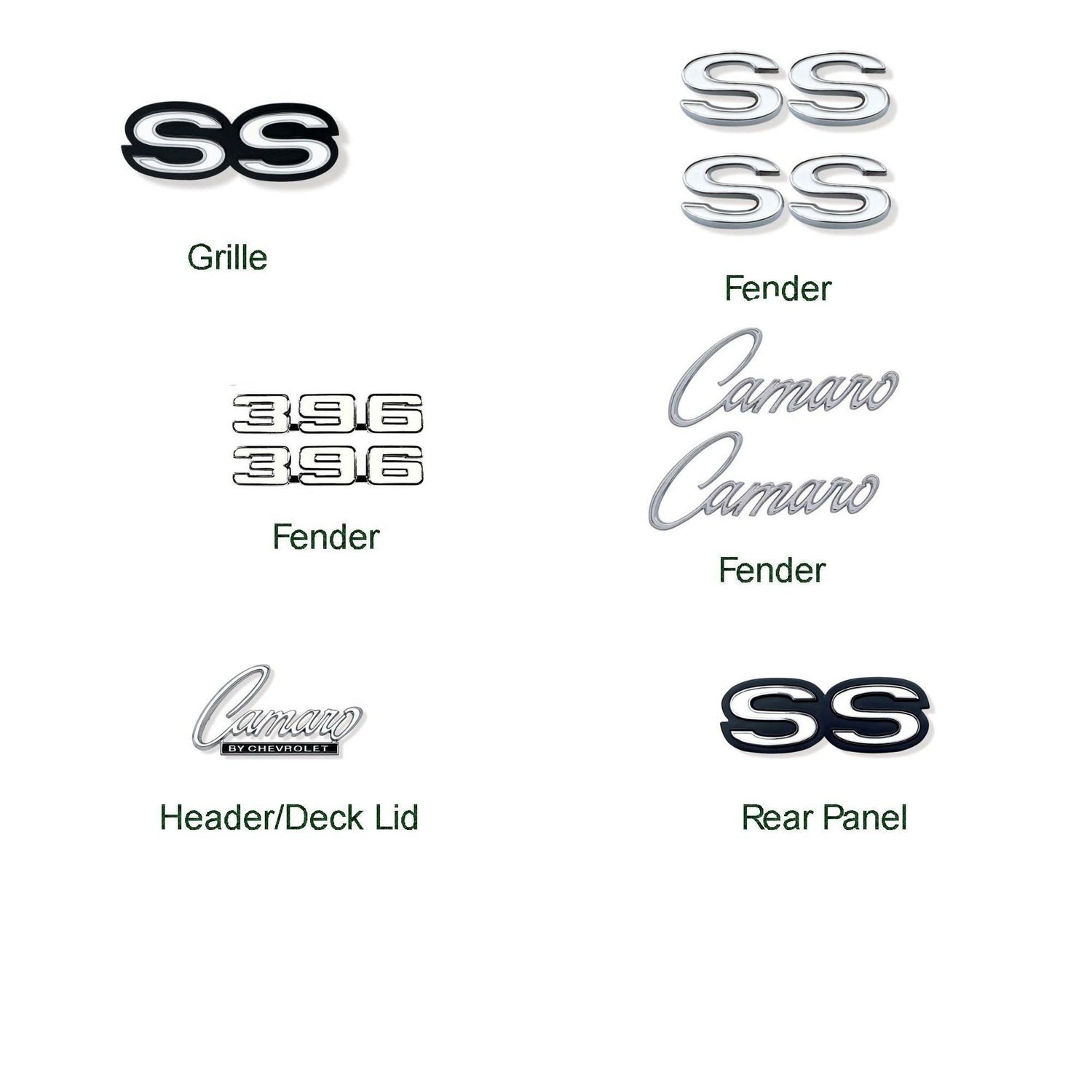 1969 Camaro SS 396 Emblem Kit