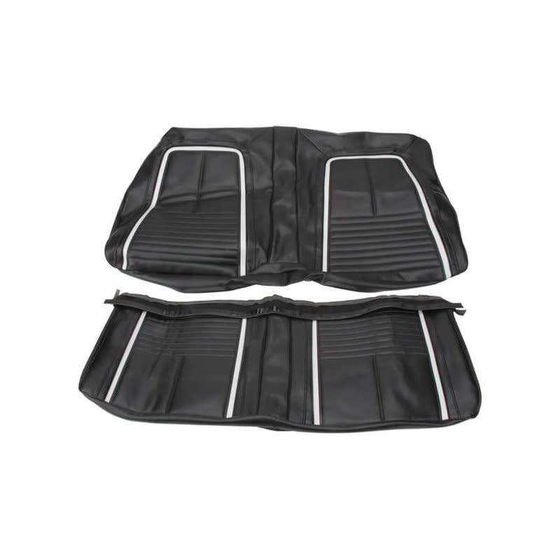 1967 Camaro Deluxe Rear Convertible Seat Cover - Black w/ White Stripe
