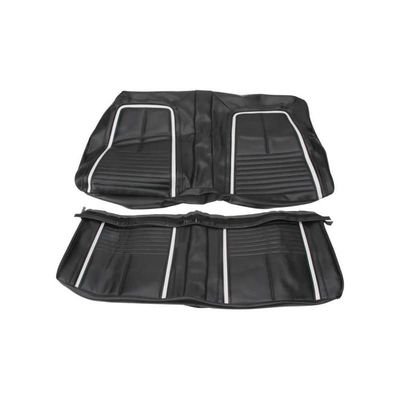 1967 Camaro Deluxe Rear Convertible Seat Cover - Black w/ White Stripe