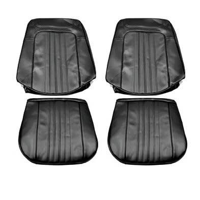 1971-72 Chevelle Front Bucket Seat Upholstery  w/ Headrest Covers - Black