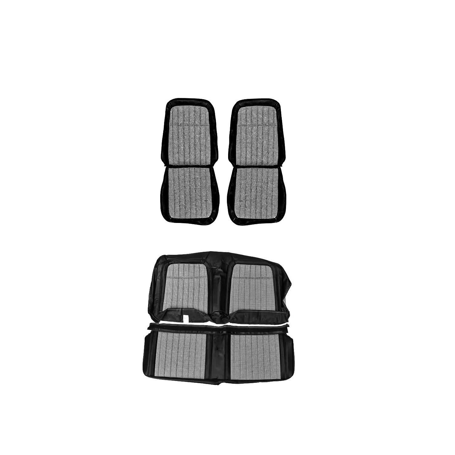 1969 Camaro Coupe Front and Rear Houndstooth Seat Covers- Black/Ivory