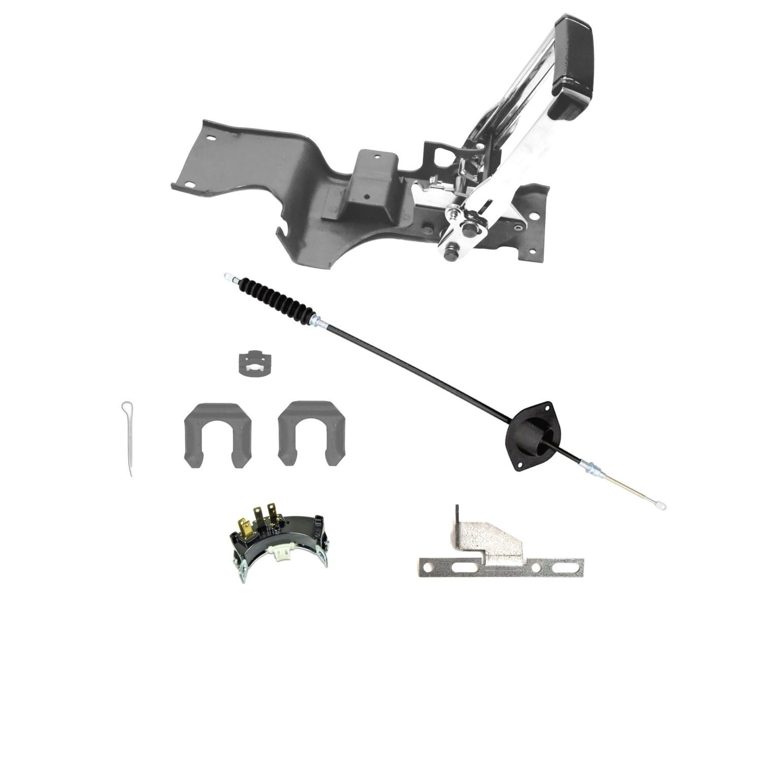 1968-72 Chevelle Shifter Kit (Includes shifter, cable, switch, trans bracket &amp; clips)