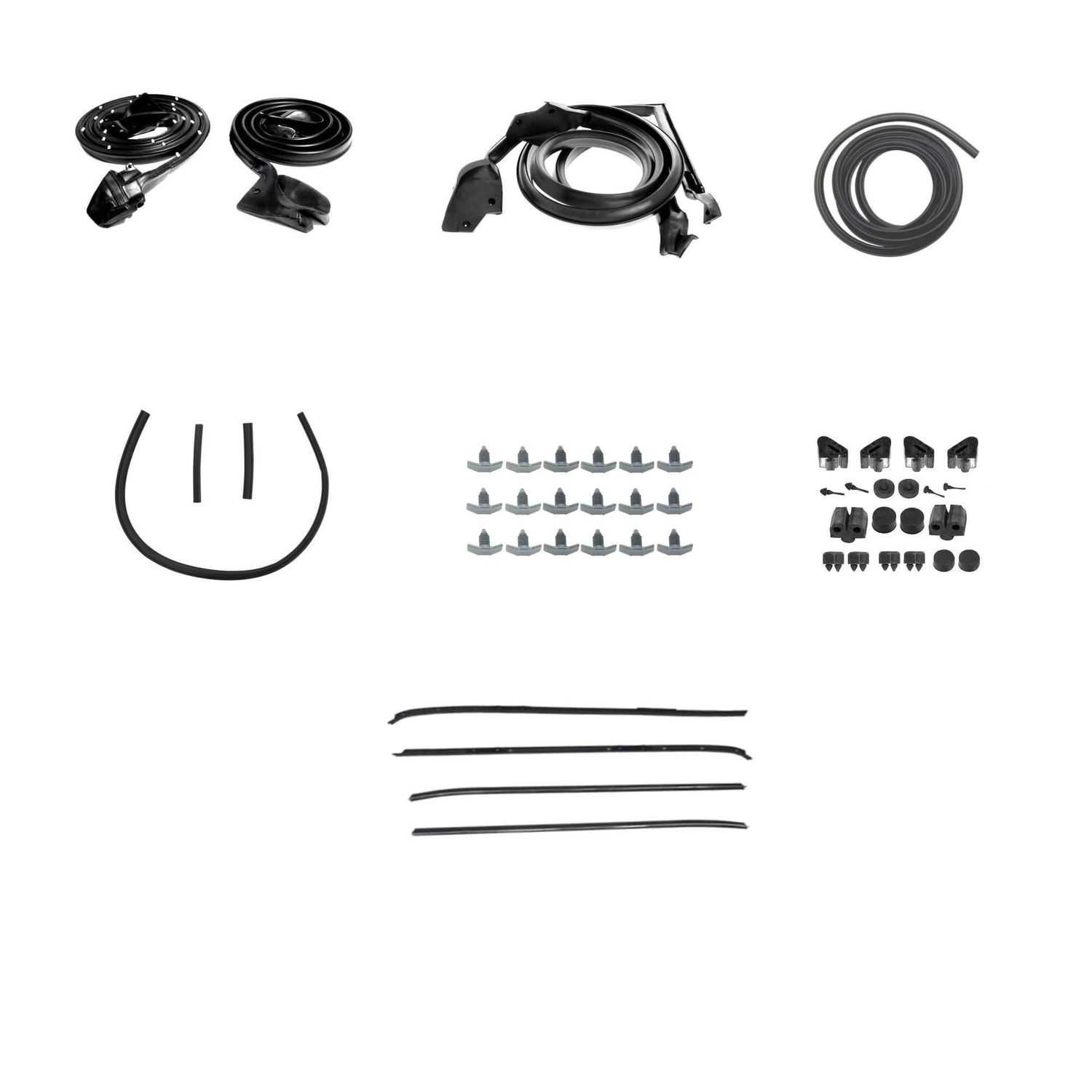 1970-81 Camaro Weatherstrip Kit w/o T-top 4-Piece Felts w/ Chrome Bead