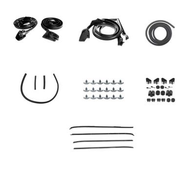 1970-81 Camaro Weatherstrip Kit w/o T-top 4-Piece Felts w/ Chrome Bead