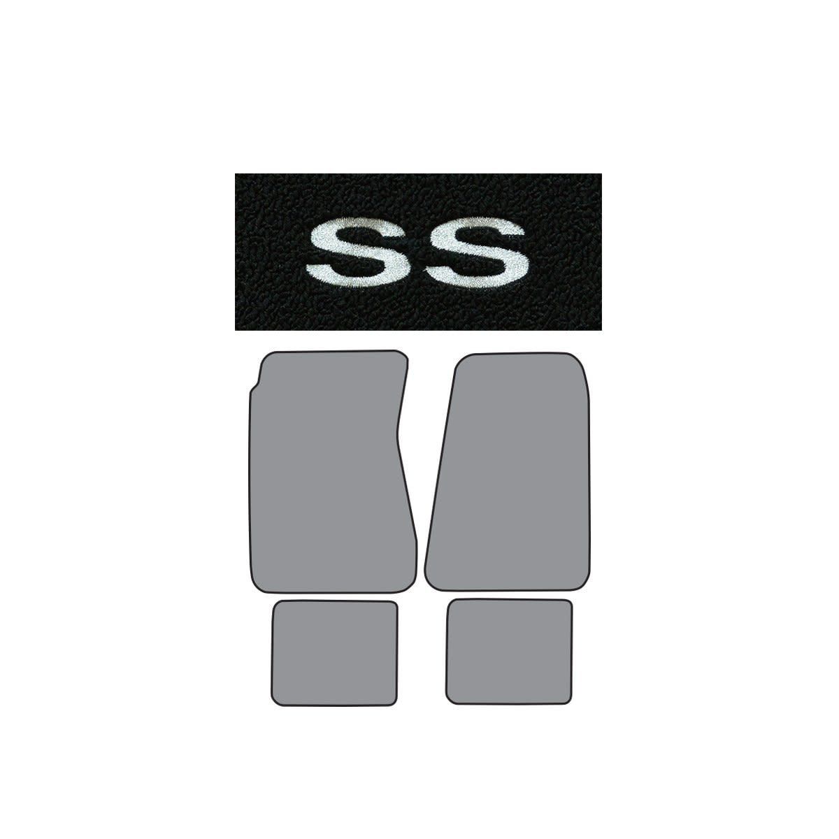 1968-72 Chevelle Floor Mat 4 PC Black w/ &quot;SS&quot; Logo
