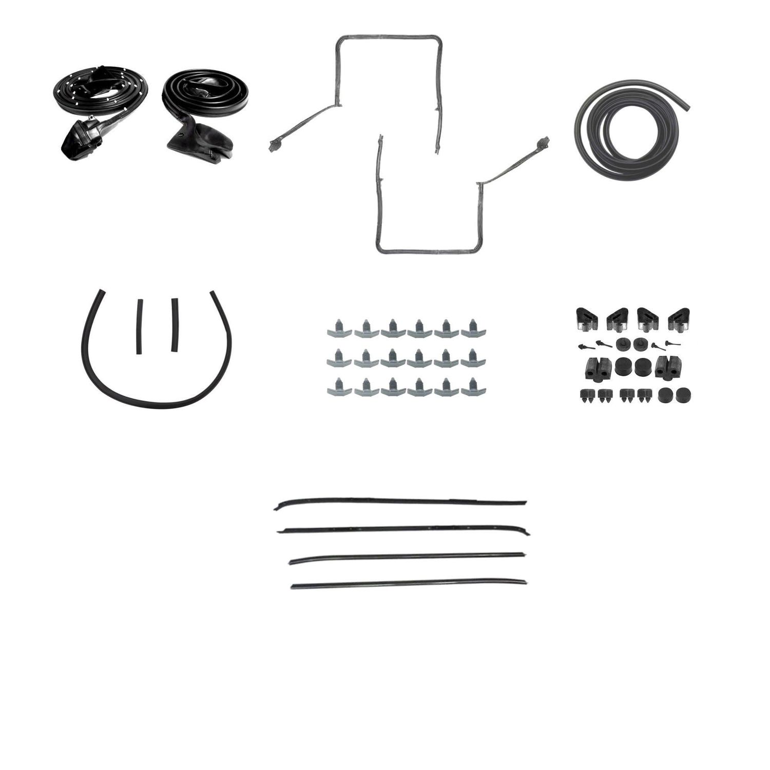 1970-81 Camaro Coupe Weatherstrip Kit w/ T-tops 4-Piece Felts w/ Chrome Bead