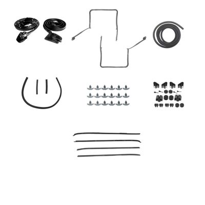 1970-81 Camaro Coupe Weatherstrip Kit w/ T-tops 4-Piece Felts w/ Chrome Bead