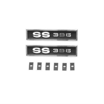 1969 Chevelle SS 396 Door Panel Emblems w/ Mounting Clips - Pair