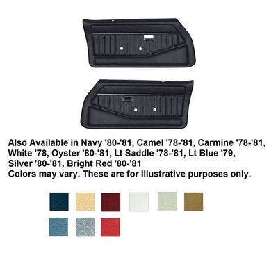 1978- 81 Camaro Firebird Standard Front Pre-Assembled Door Panels Pair - Black