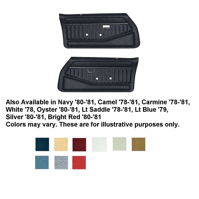 1978- 81 Camaro Firebird Standard Front Pre-Assembled Door Panels Pair - Black