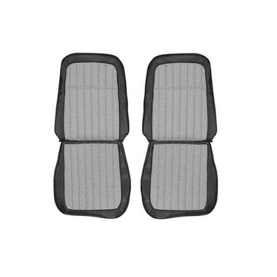 1969 Camaro Front Bucket Houndstooth Seat Cover &amp; Headrest Covers- Black / White