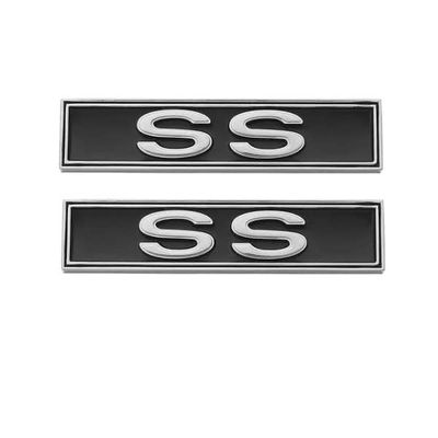 1970-72 Chevelle Door Panel SS Emblems w /Mounting Clips - Pair