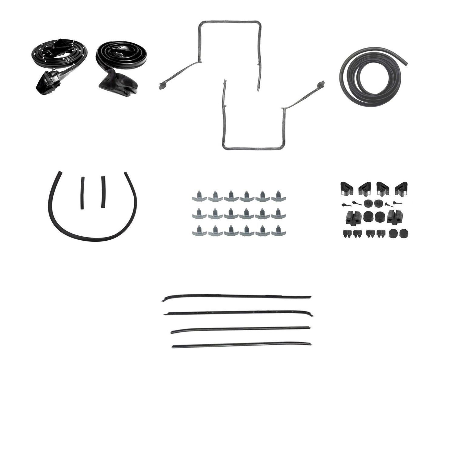 1970-81 Camaro Coupe Weatherstrip Kit w/ T-tops 4-Piece Felts w/o Chrome Bead