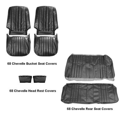 1968 Chevelle Front and Rear Seat Upholstery Set - Black 1968 Chevelle Front and Rear Seat Upholstery Set - Black
