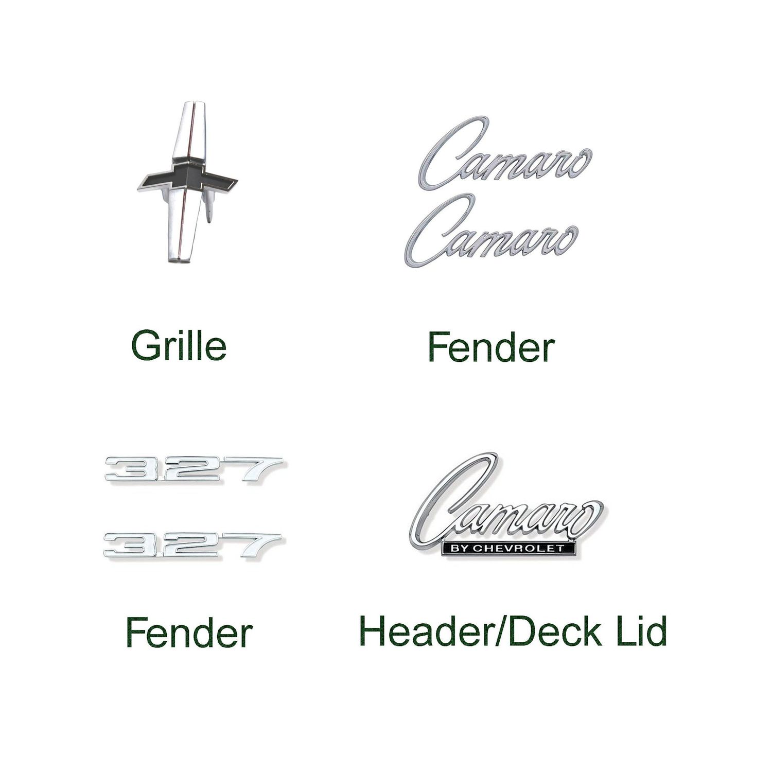 1968 Camaro &quot;327 STD&quot; Emblem Kit