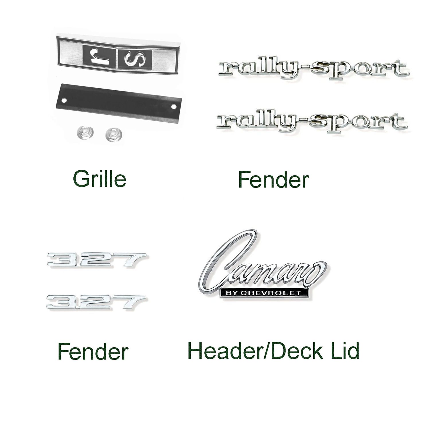 1968 Camaro &quot;RS 327&quot; Emblem Kit