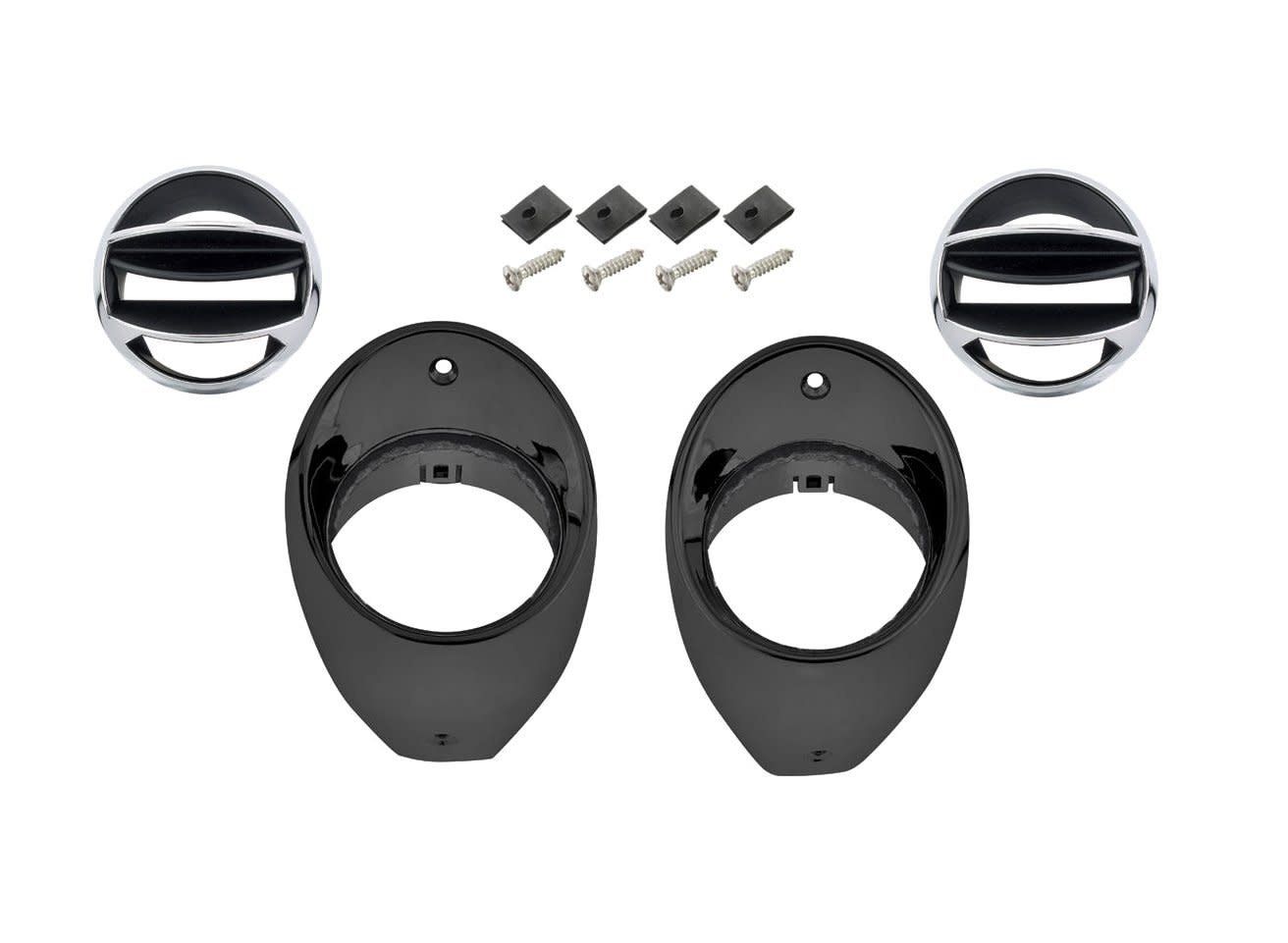 1966-67 Chevelle Air Vent Ball &amp; Bezel Set Black