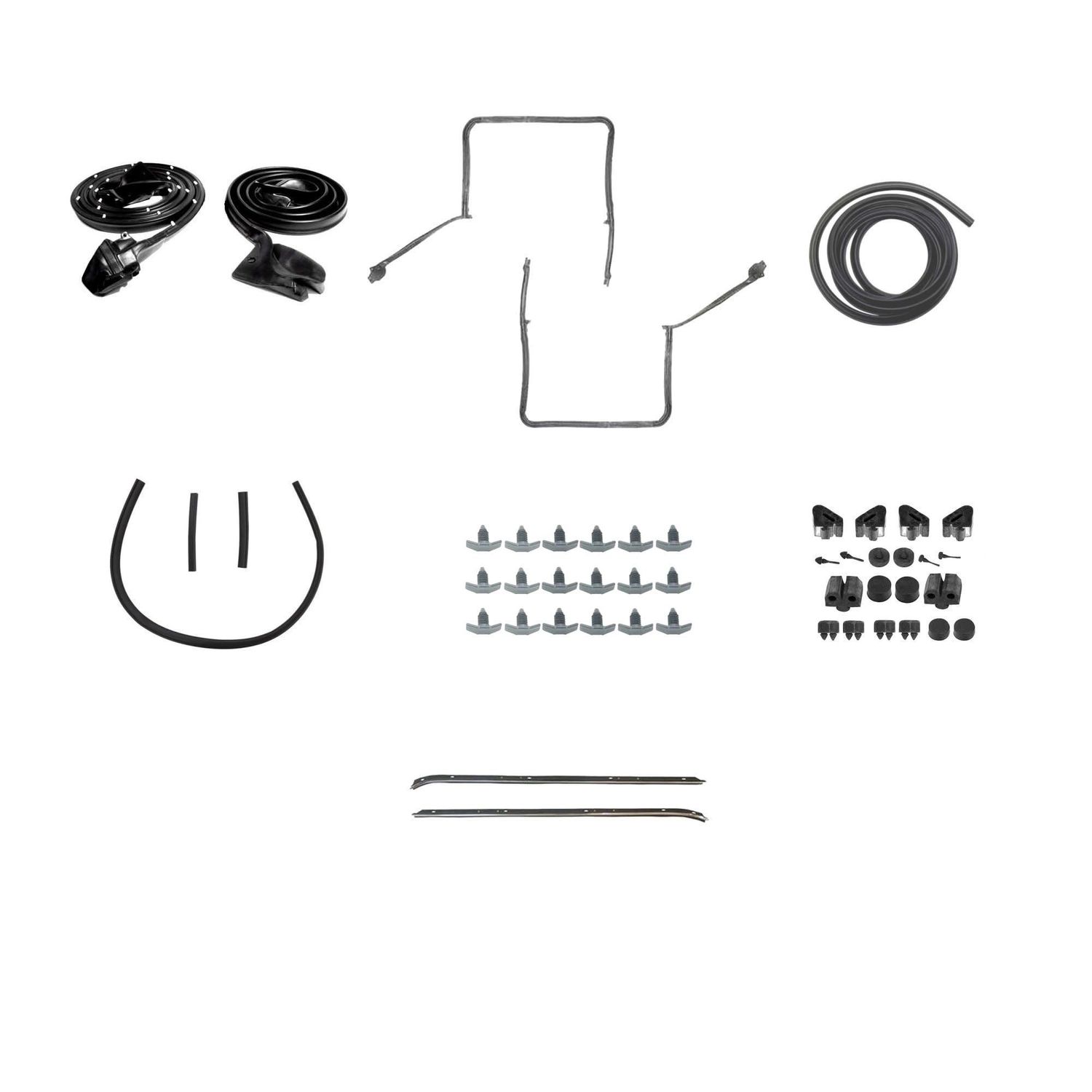 1970-81 Camaro Coupe Weatherstrip Kit w/ T-tops 2-Piece Felts w/ Chrome Bead