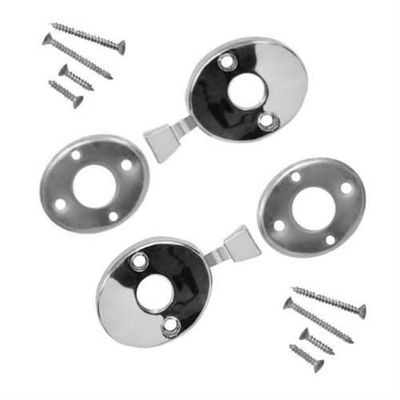 1969-72 Chevelle Headrest Buttons, Metal Bases and Chrome Escutcheons w/ Screw Kit (Does 1 Headrest)