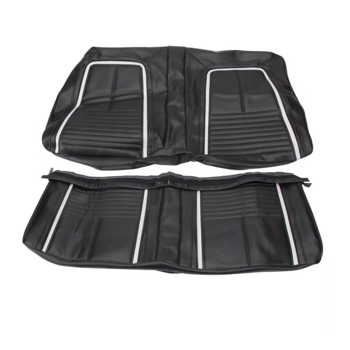 1967 Camaro Coupe Deluxe Rear Seat Cover Black with White Stripes (48&quot;wide)