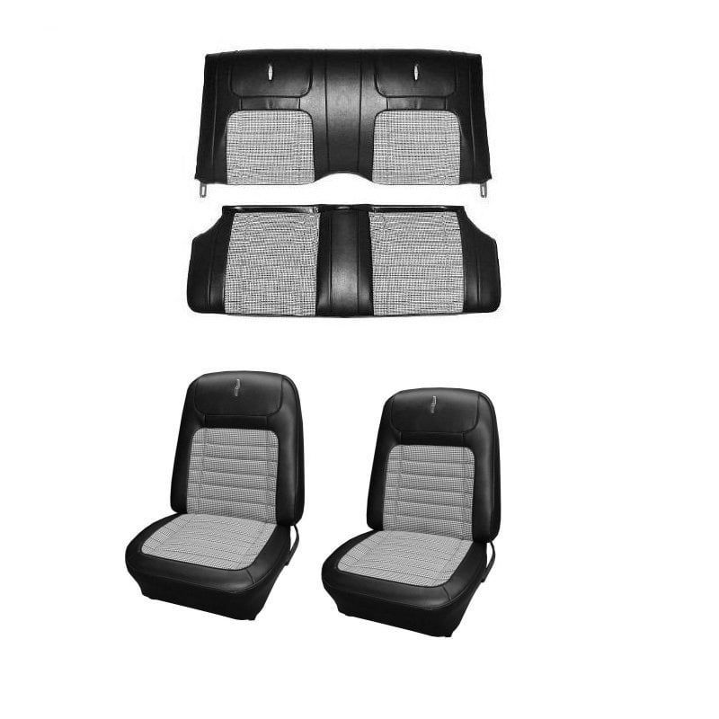 1968 Camaro Deluxe Houndstooth Convertible Buckets Full Set - Black/White