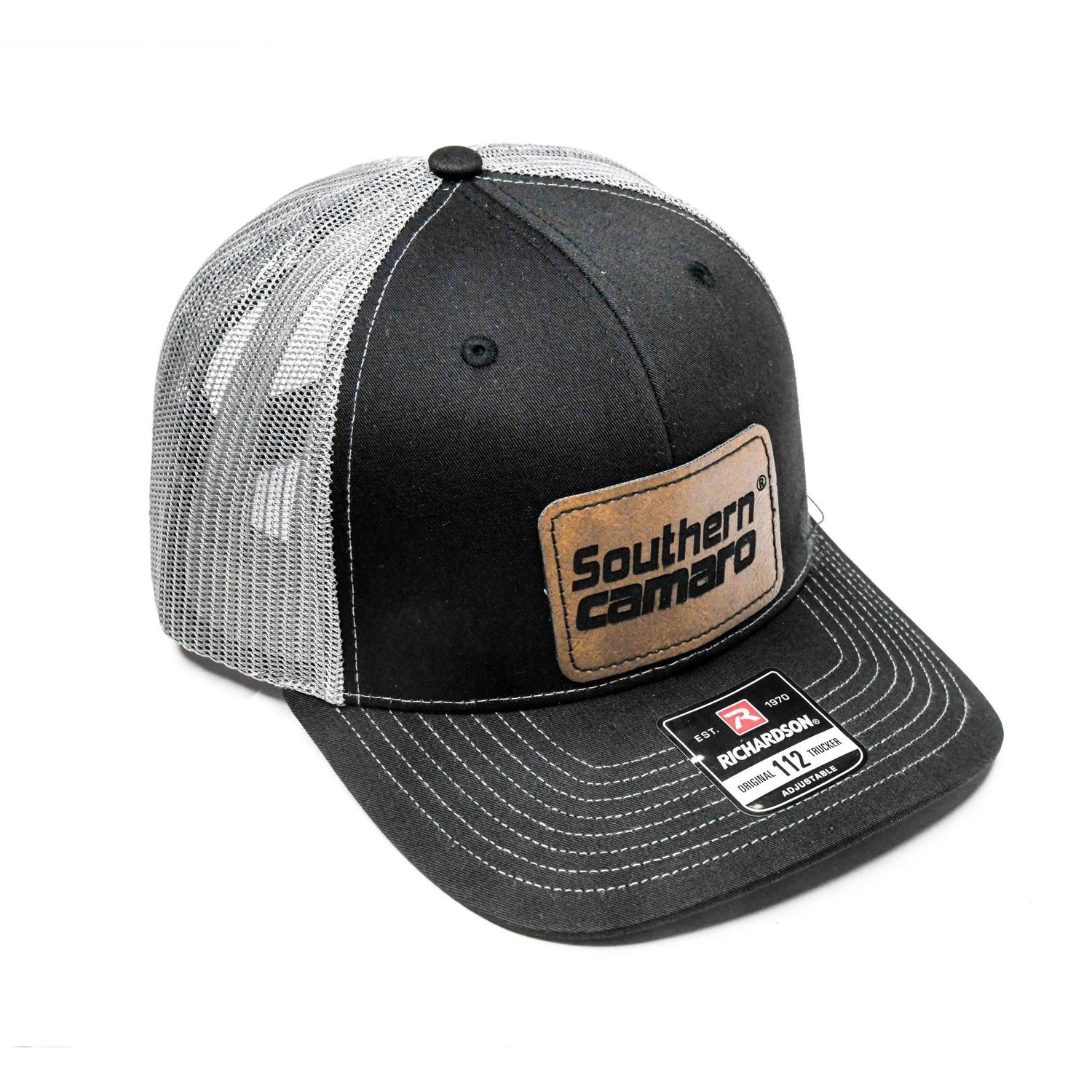 Black and Grey Southern Camaro Hat  w/ Leather Logo Patch