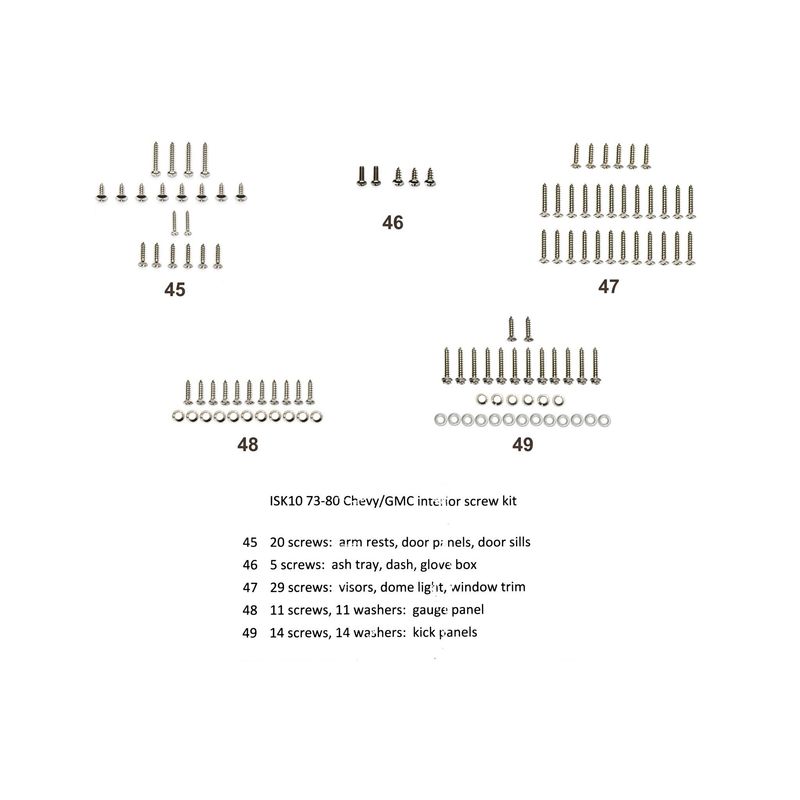 Interior Screw Kit, 79-Pieces Stainless 1973-80 Chevy Truck C/K 10