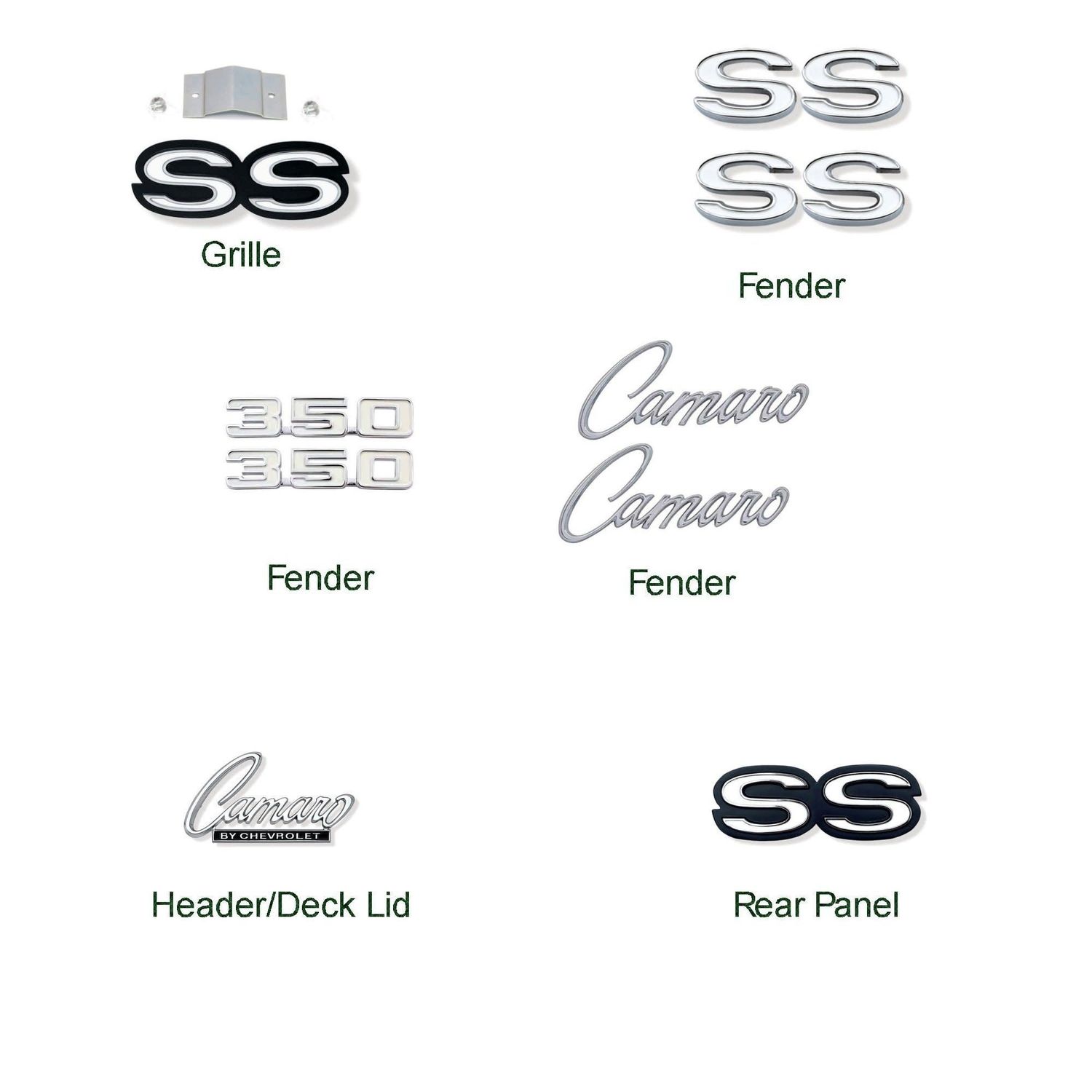 1969 Camaro Emblem Kit &quot;SS-RS&quot; 350