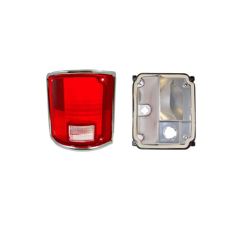 LH Tail Lamp Lens &amp; Housing w/ Chrome Trim 1973-91 Chevy Truck C/K 10