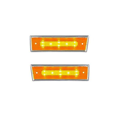 (PAIR) LED Amber Dual Function Side Marker w/SS Trim 1981-87 Chevy Truck C/K 10