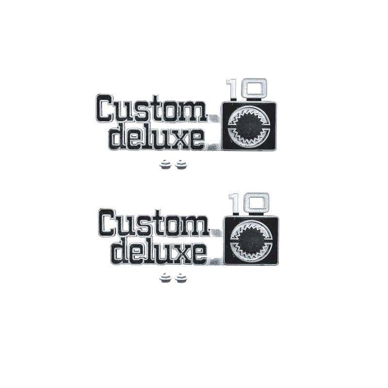 1975-80 Chevy Truck C10  &quot;Custom Deluxe /10&quot; Fender Emblems Pair