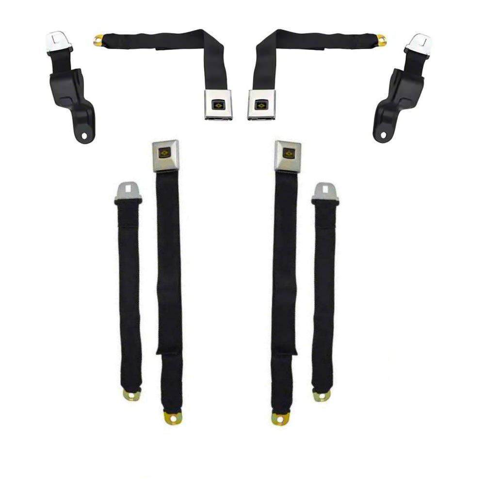 1967 Camaro Firebird Deluxe Seatbelts with Gold Starburst Front and Rear (4 Belts)