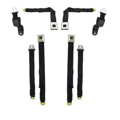 1967 Camaro Firebird Deluxe Seatbelts with Gold Starburst Front and Rear (4 Belts)