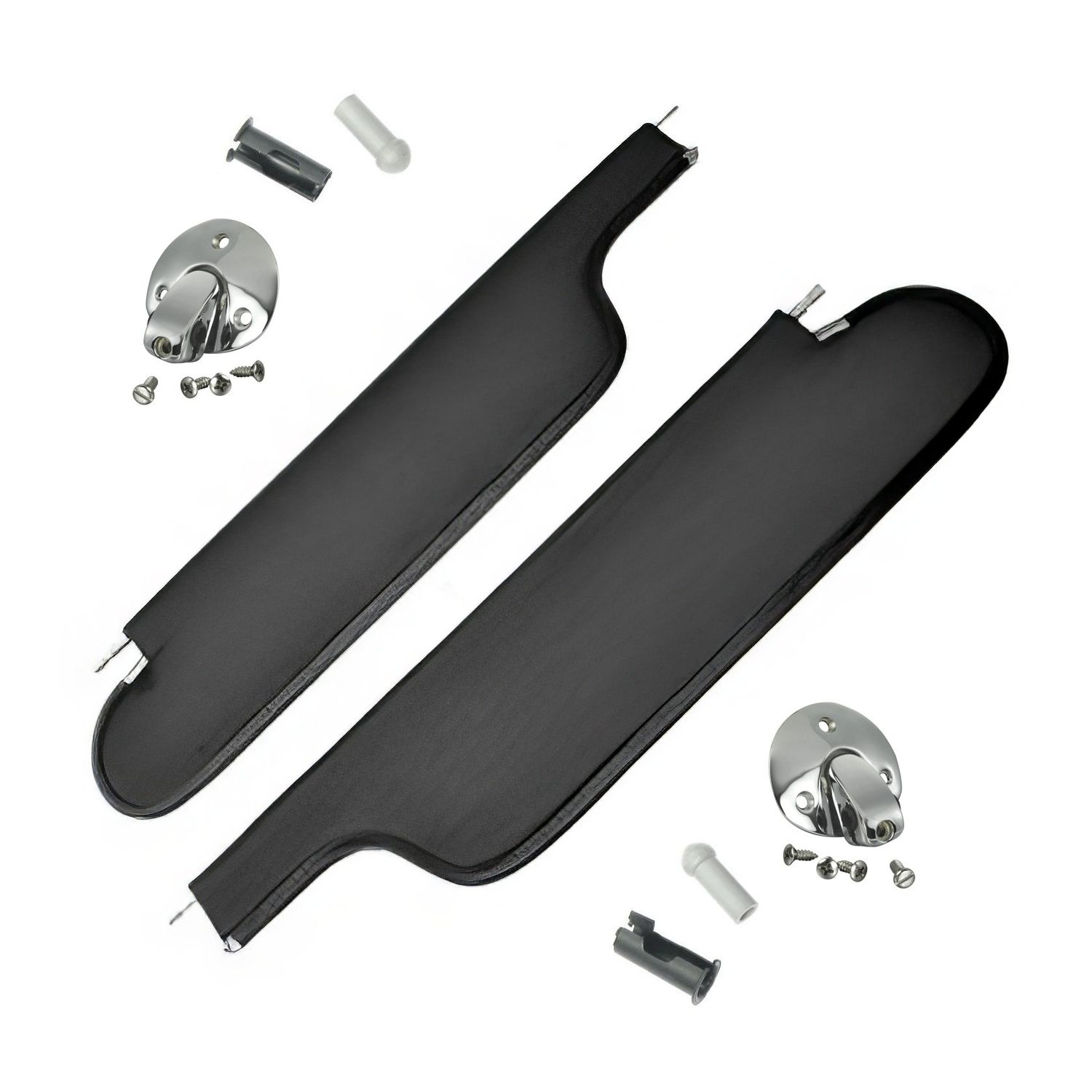 1968-69 Chevelle Coupe Sunvisor Kit - Visors, Bases, Tips, Bushings &amp; Hardware  - Black