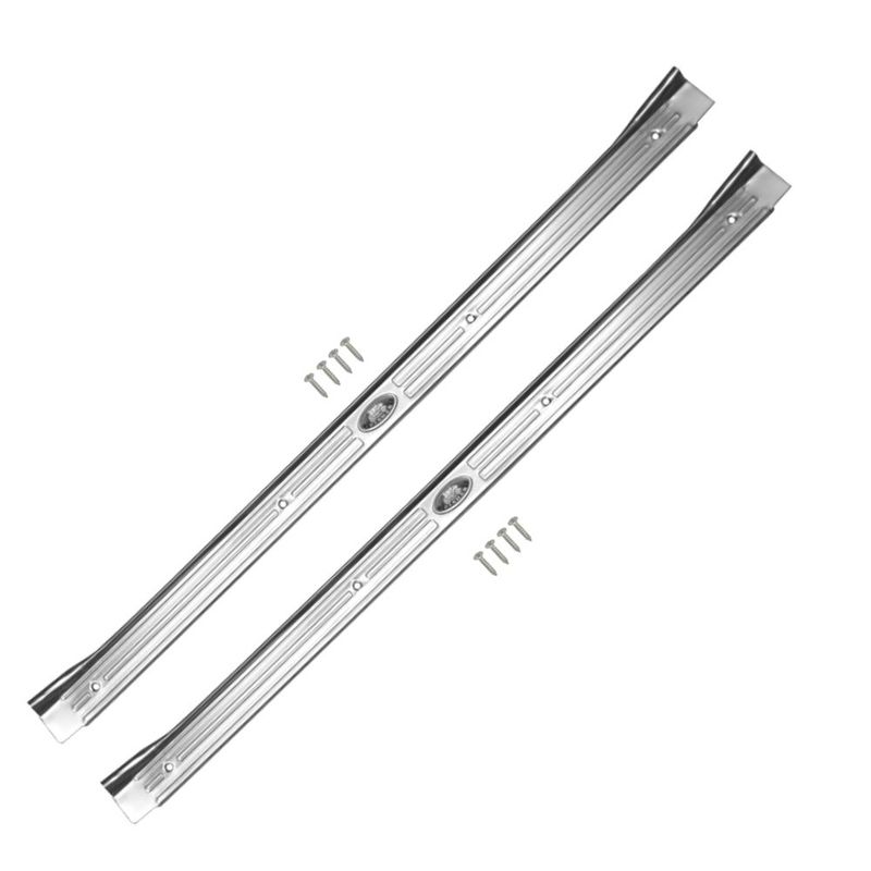 1967-69 Camaro Carpet Sill Plates w/ Popped Rivet Logo &amp; Screws - Pair