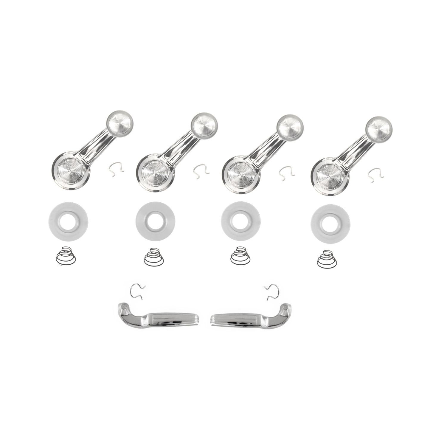 1968-72 GM Window Crank &amp; Door Handle Kit Clear Knobs w/ Springs &amp; Crank Washers